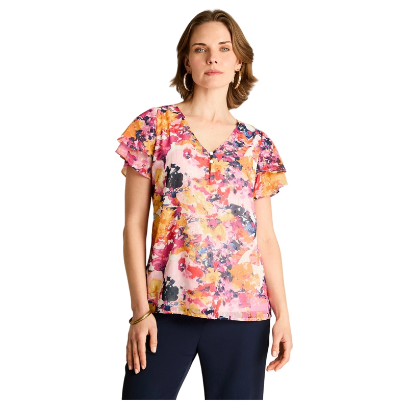 BLUSA FUCSIA MANGA CORTA CON FORRO - 1