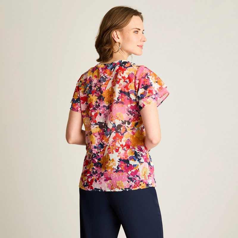 BLUSA FUCSIA MANGA CORTA CON FORRO - 2