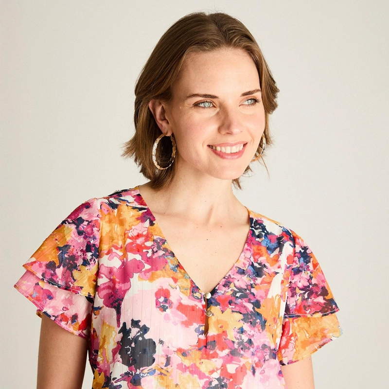 BLUSA FUCSIA MANGA CORTA CON FORRO - 3
