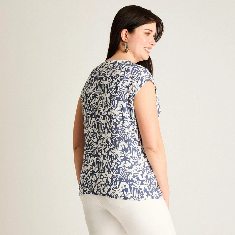 BLUSA AZUL MANGA CORTA CALCE HOLGADO - 2
