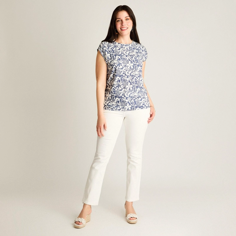 BLUSA AZUL MANGA CORTA CALCE HOLGADO - 4