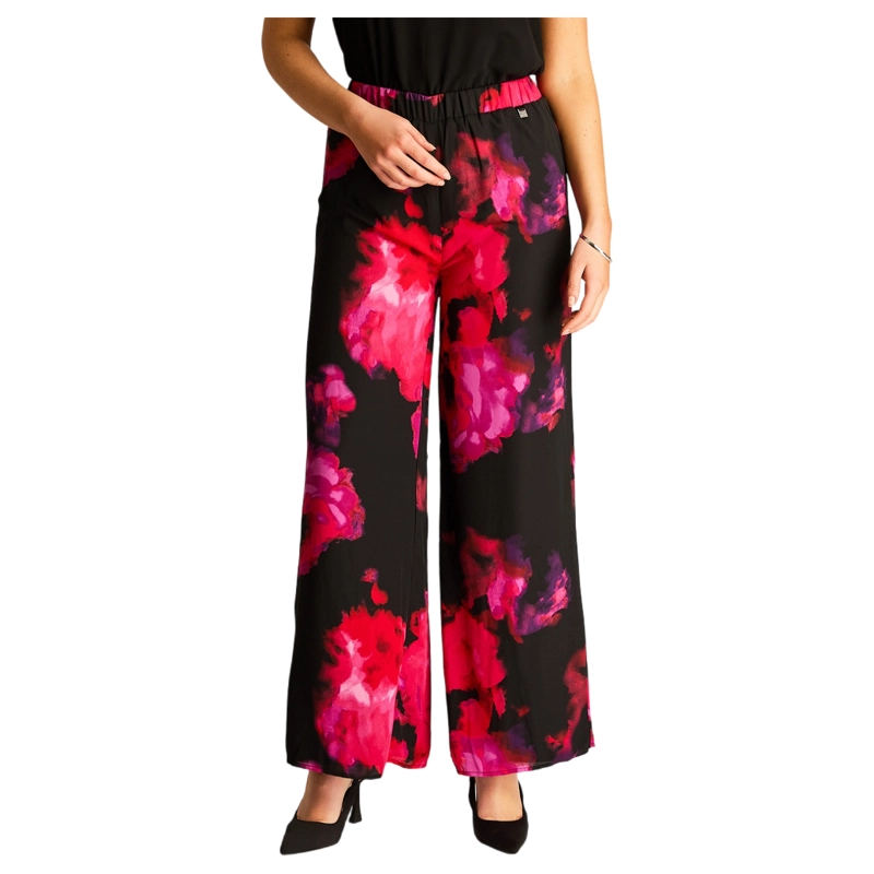 PANTALON PALAZZO FLORAL FUCSIA - 1
