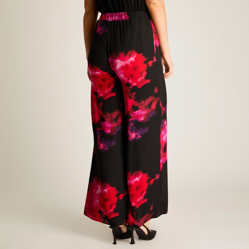 PANTALON PALAZZO FLORAL FUCSIA - 2