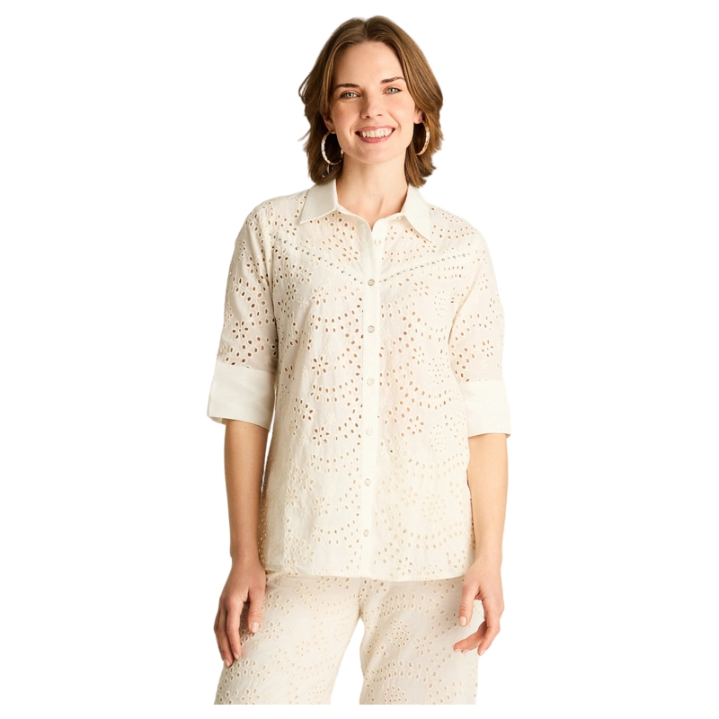 BLUSA CRUDO MANGA 3/4 CON BRODERIE - 1