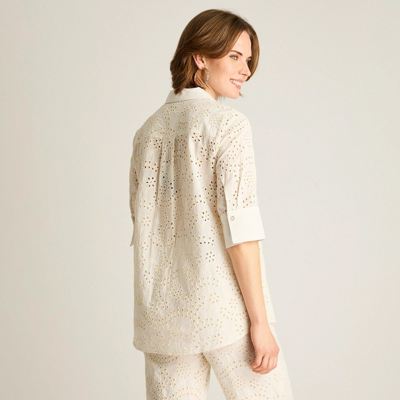 BLUSA CRUDO MANGA 3/4 CON BRODERIE - 2
