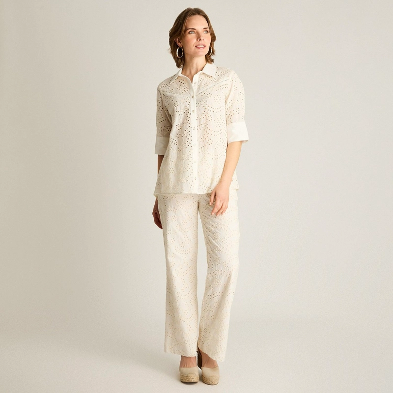BLUSA CRUDO MANGA 3/4 CON BRODERIE - 4