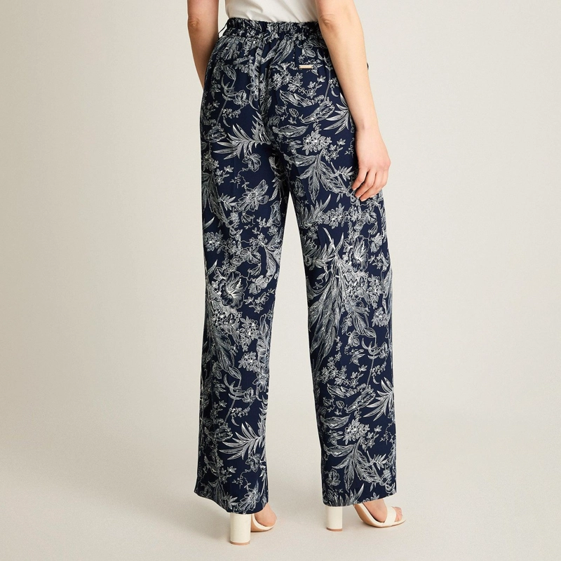 PANTALON CASUAL PALAZZO AZUL ESTAMPADO - 2