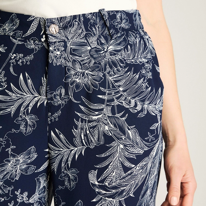 PANTALON CASUAL PALAZZO AZUL ESTAMPADO - 3
