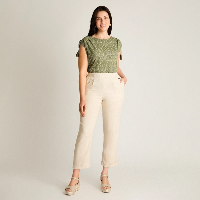 PANTALON SPORT BEIGE RECTO NO ELASTICADO CALCE NORMAL - 4