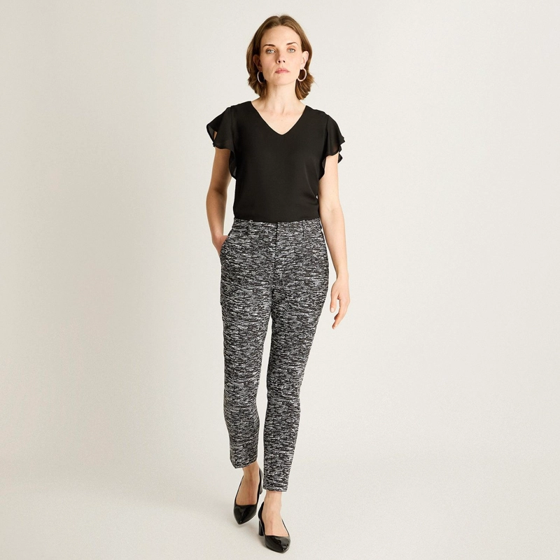 PANTALON SLIM FIT NEGRO JASPEADO - 4