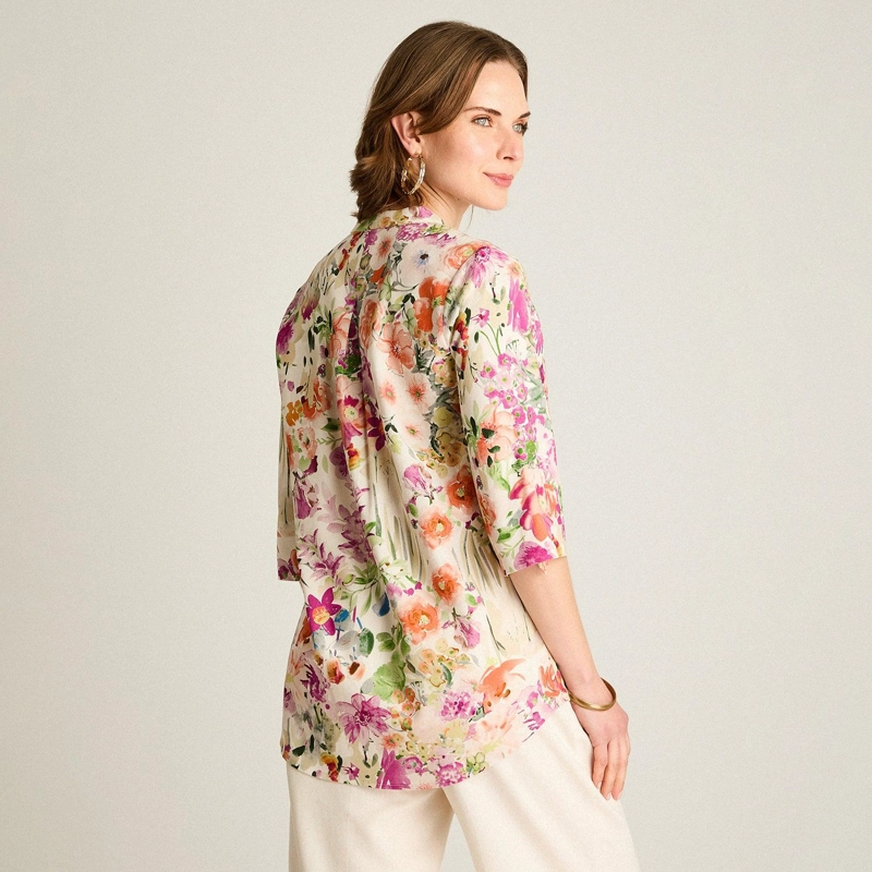 BLUSA FUCSIA FLORAL LARGA - 2