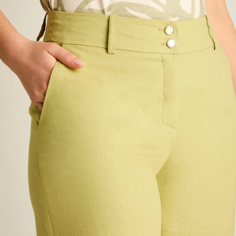 PANTALON VERDE PALAZZO DE LINO Y VISCOSA - 3
