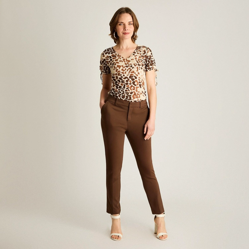 PANTALON SLIM FIT CAFE - 4