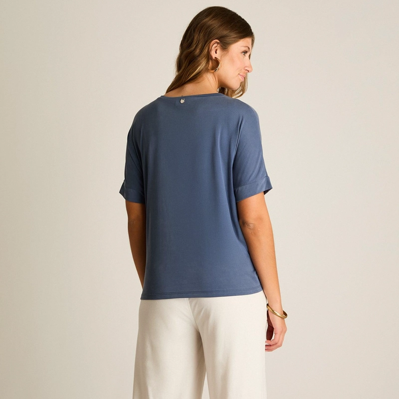 POLERA INDIGO MANGA CORTA CON LAZO LATERAL - 2