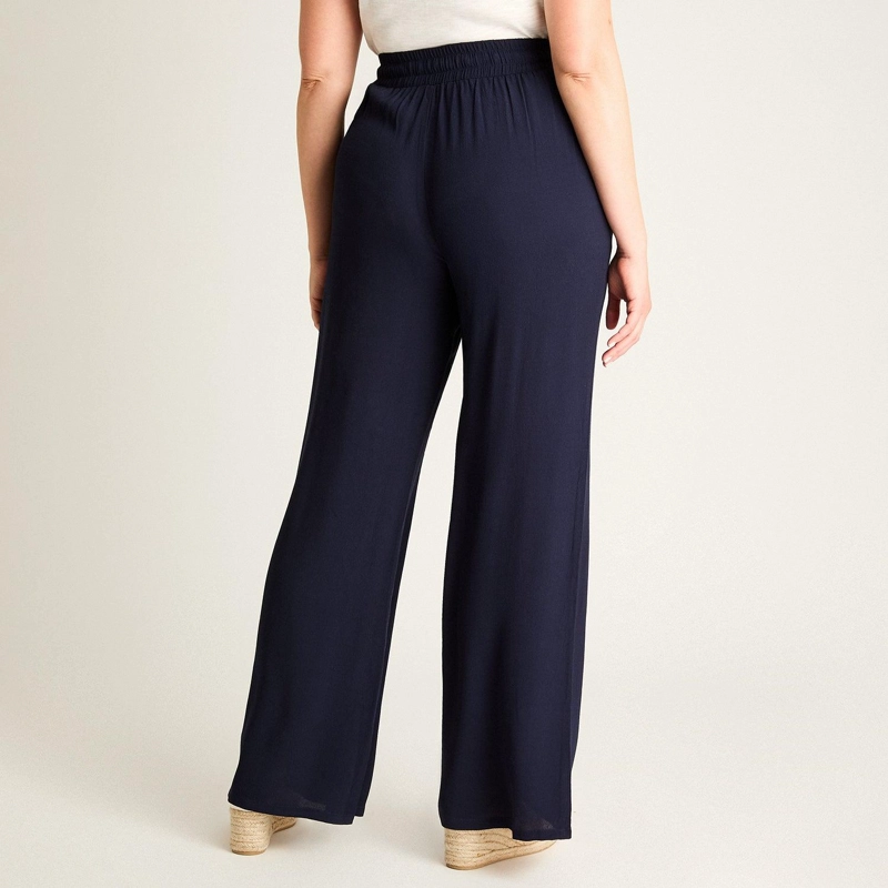 PANTALON SPORT AZUL PALAZZO ELASTICIDAD MEDIA CALCE HOLGADO - 2