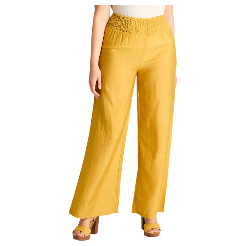 PANTALON SPORT MOSTAZA PALAZZO NO ELASTICADO CALCE NORMAL - 1