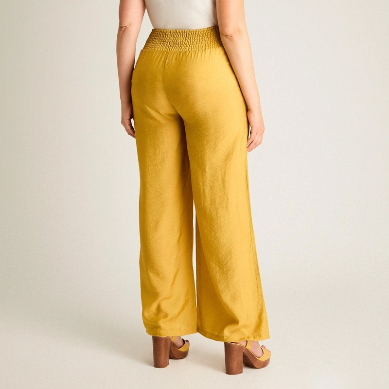 PANTALON SPORT MOSTAZA PALAZZO NO ELASTICADO CALCE NORMAL - 2