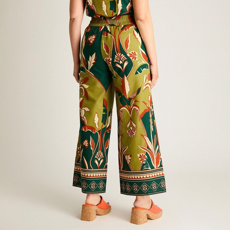 PANTALON PALAZZO VERDE NO ELASTICADO CALCE HOLGADO - 2