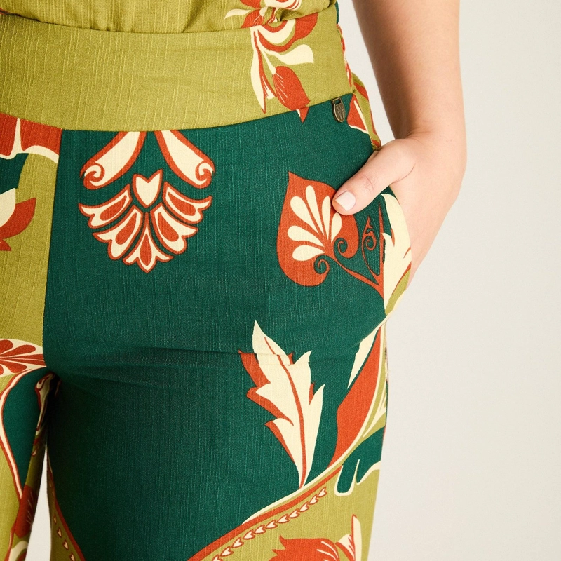 PANTALON PALAZZO VERDE NO ELASTICADO CALCE HOLGADO - 3