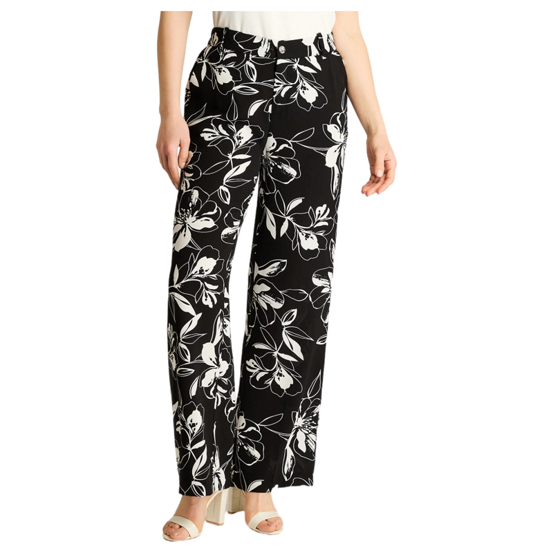 PANTALON CASUAL PALAZZO NEGRO FLORAL - 1