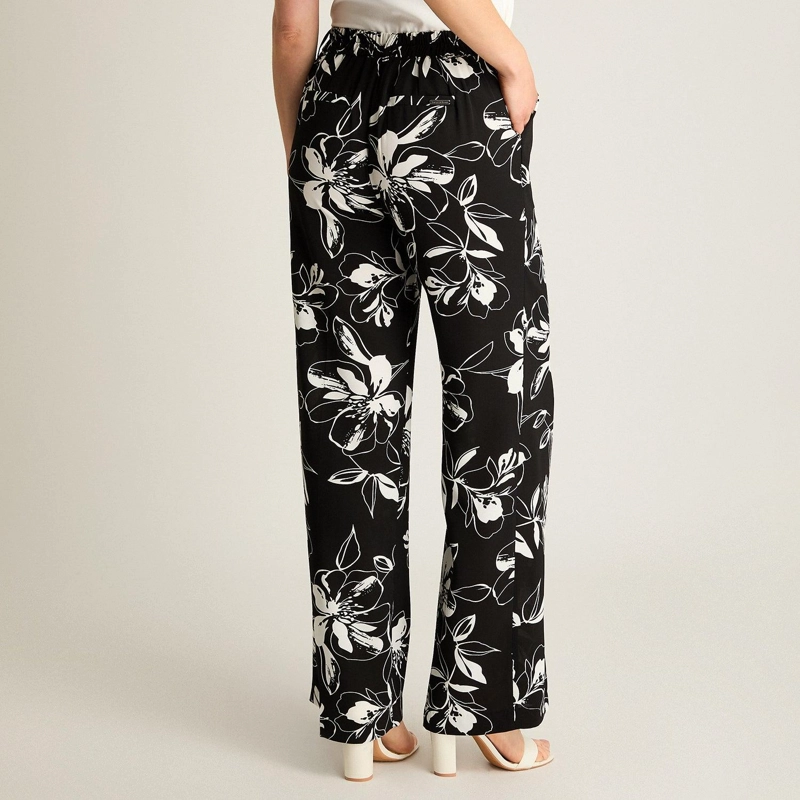 PANTALON CASUAL PALAZZO NEGRO FLORAL - 2