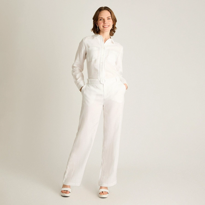 PANTALON PALAZZO BLANCO 100% LINO - 4