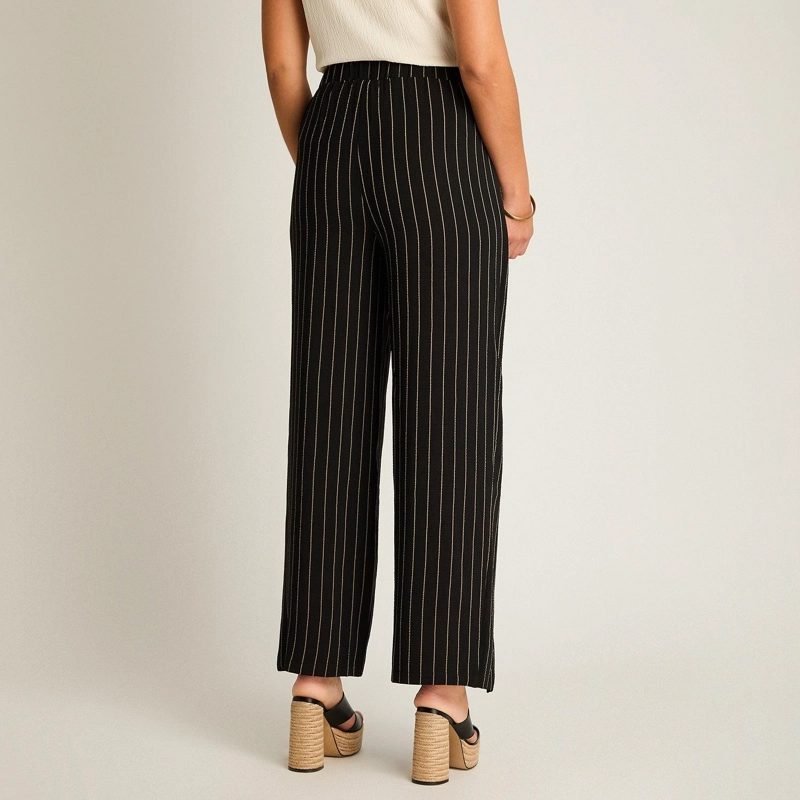 PANTALON SPORT NEGRO PALAZZO NO ELASTICADO CALCE HOLGADO - 2