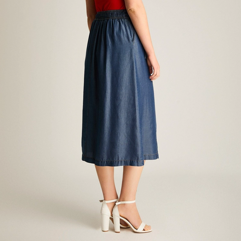 FALDA AZUL MAXI CON PINZAS Y CINTURON - 2