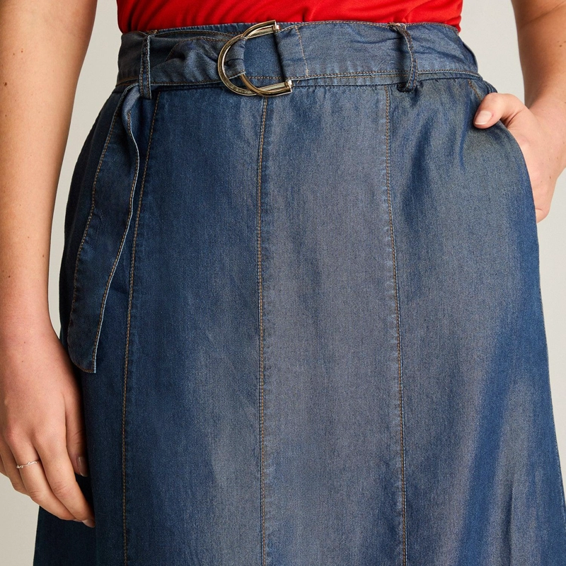 FALDA AZUL MAXI CON PINZAS Y CINTURON - 3