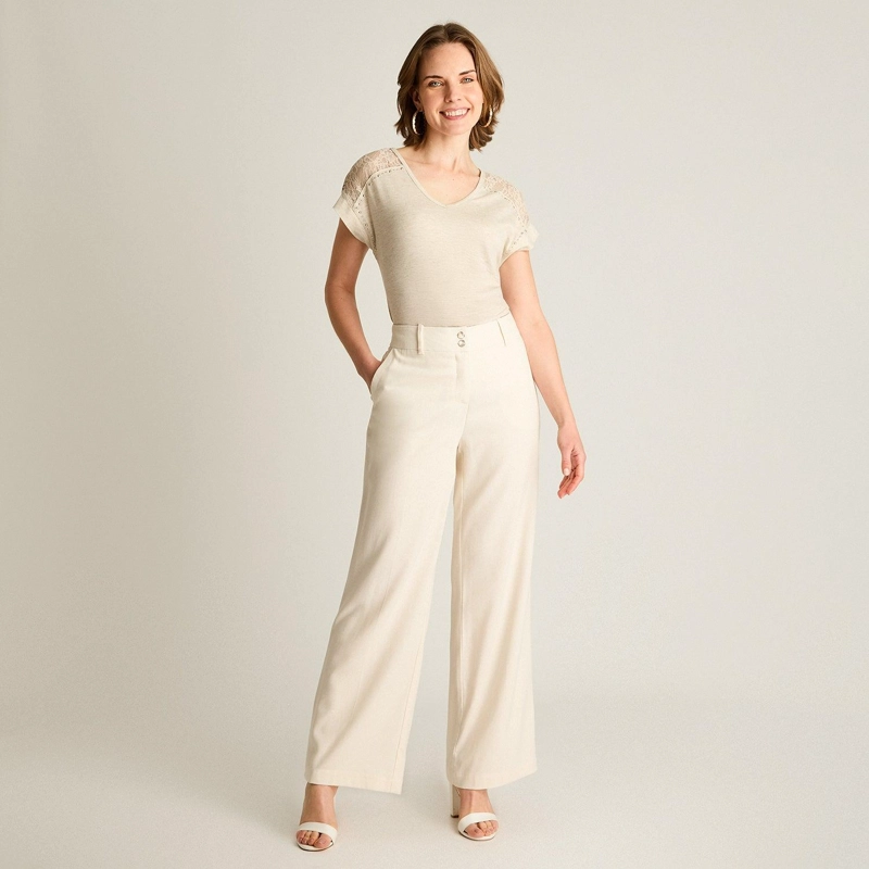 PANTALON PALAZZO ARENA DE LINO Y VISCOSA - 4