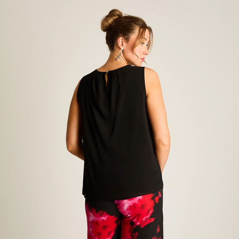 BLUSA SIN MANGAS CON APLIQUE DE PEDRERIA NEGRO - 2