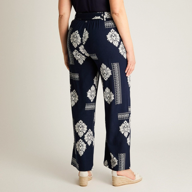 PANTALON SPORT AZUL PALAZZO NO ELASTICADO CALCE NORMAL - 2