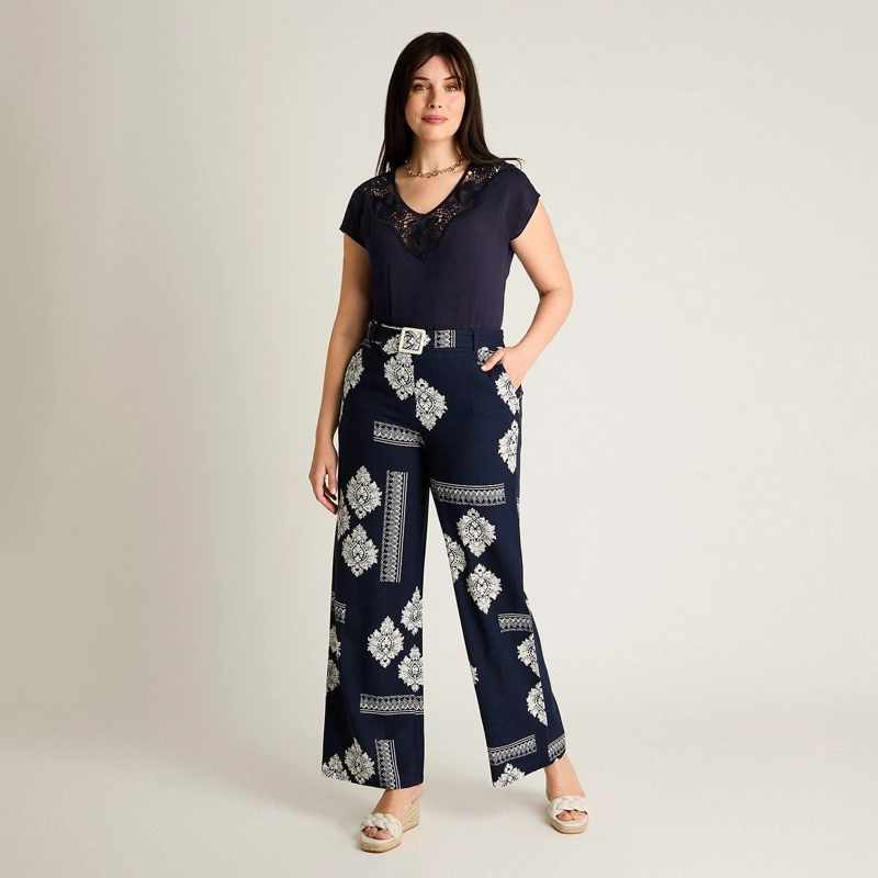 PANTALON SPORT AZUL PALAZZO NO ELASTICADO CALCE NORMAL - 4