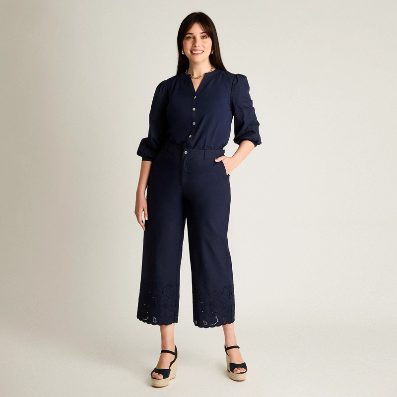 PANTALON SPORT AZUL PALAZZO NO ELASTICADO CALCE NORMAL - 4