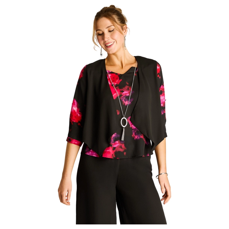 BLUSA ESTAMPADA CON CHALECO INTEGRADO - 1