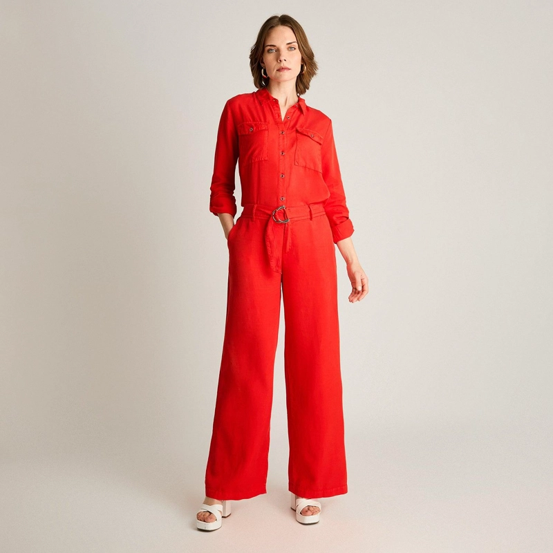PANTALON ROJO RECTO CON LAZO - 4