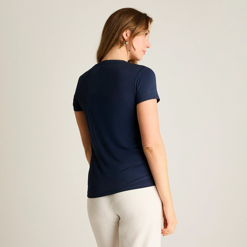 POLERA AZUL BOLSILLOS Y BOTONES MANGA CORTA - 2