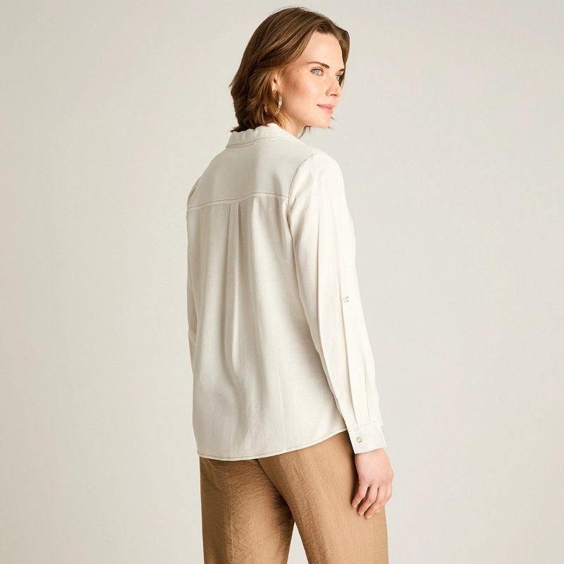 BLUSA CRUDO CAMISERA CLASICA DE LINO Y VISCOSA - 2