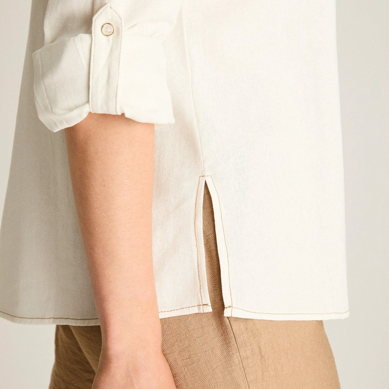 BLUSA CRUDO CAMISERA CLASICA DE LINO Y VISCOSA - 3