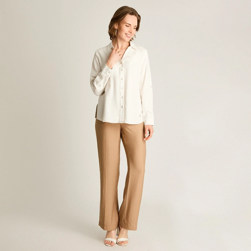 BLUSA CRUDO CAMISERA CLASICA DE LINO Y VISCOSA - 4
