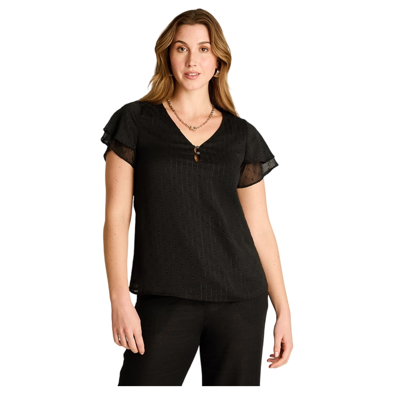 BLUSA NEGRO MANGA CORTA CON FORRO - 1