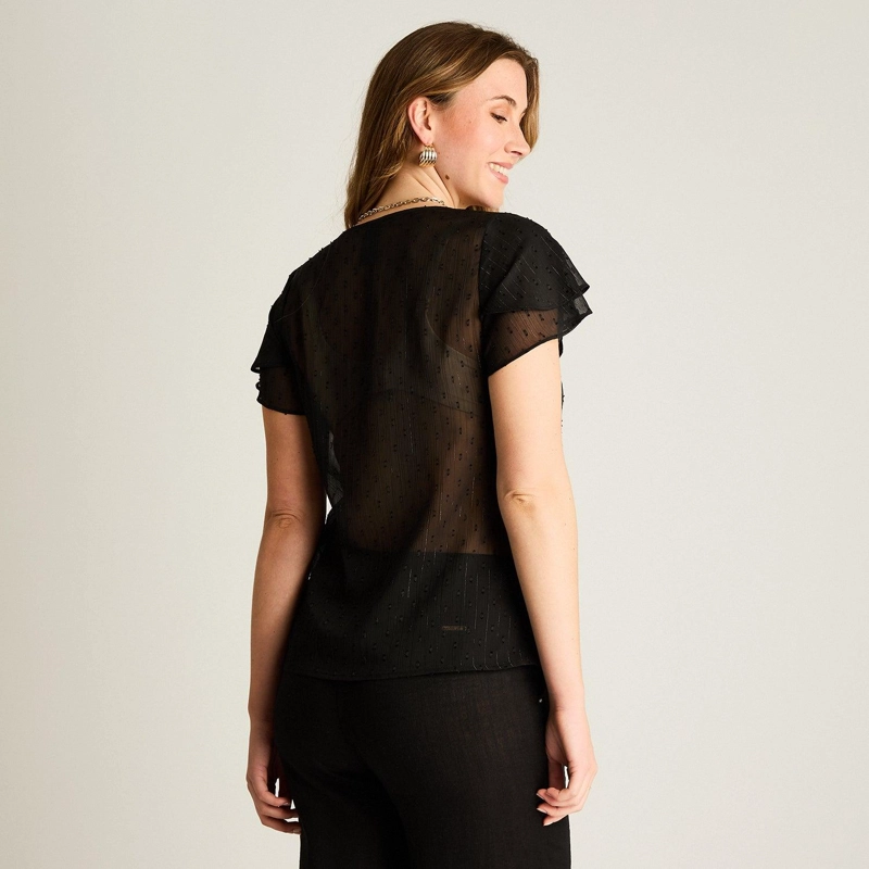 BLUSA NEGRO MANGA CORTA CON FORRO - 2