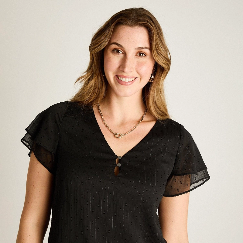BLUSA NEGRO MANGA CORTA CON FORRO - 3