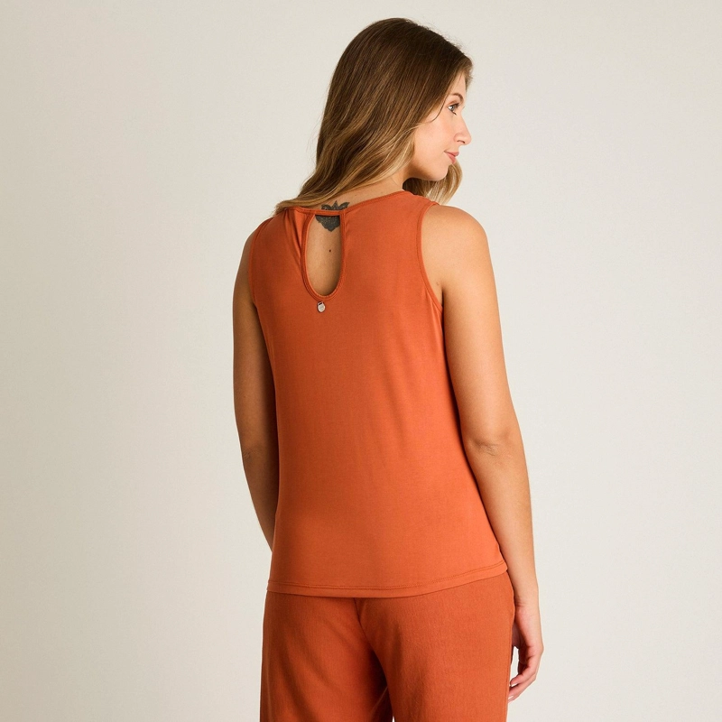 POLERA TERRACOTA SIN MANGAS ELASTICIDAD MEDIA CALCE HOLGADO - 2