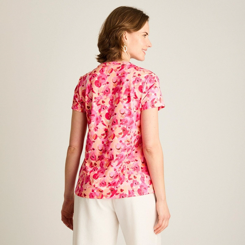 POLERA FUCSIA ESTAMPADO FLORAL MANGA CORTA - 2