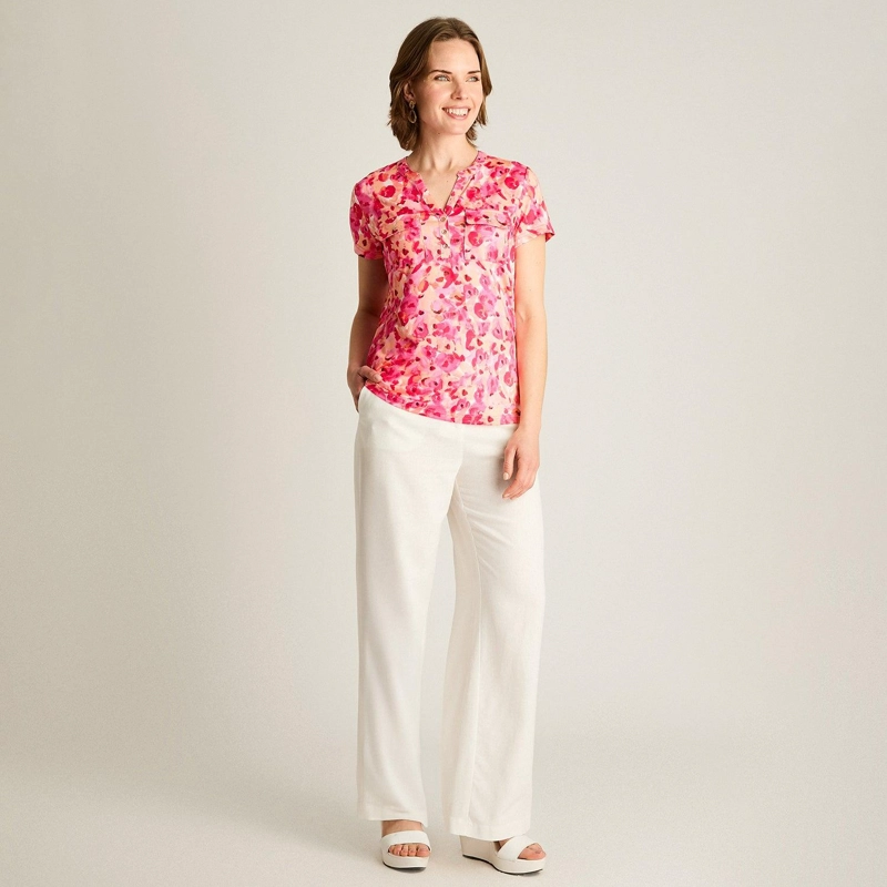 POLERA FUCSIA ESTAMPADO FLORAL MANGA CORTA - 4