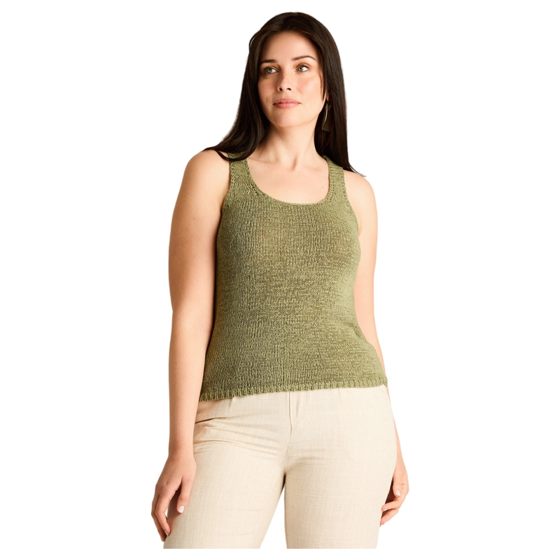 POLERA OLIVA SIN MANGAS ELASTICIDAD MEDIA CALCE NORMAL - 1