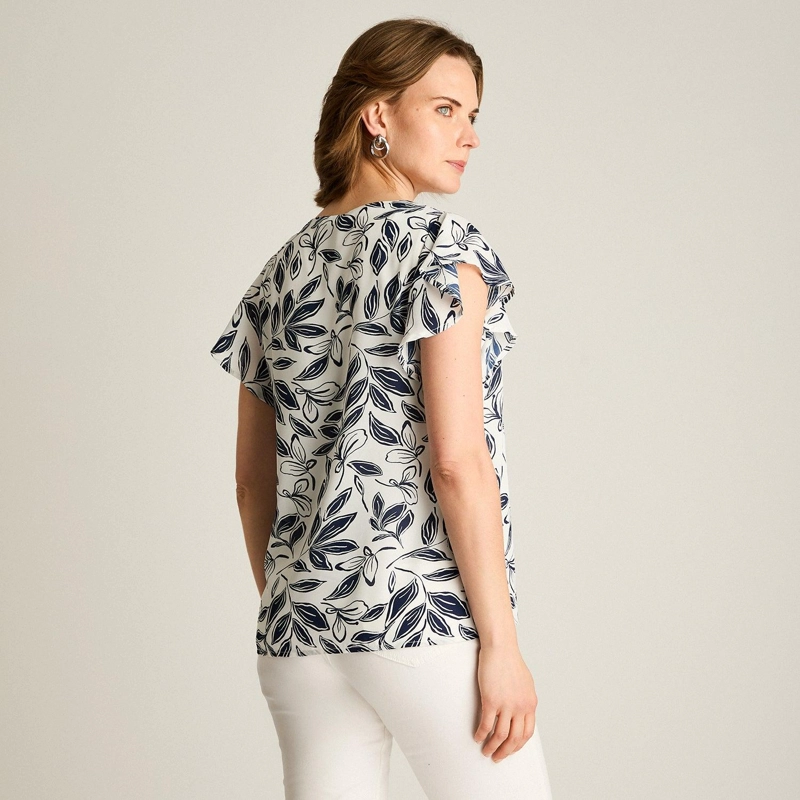 BLUSA AZUL FLORAL MANGA CORTA - 2