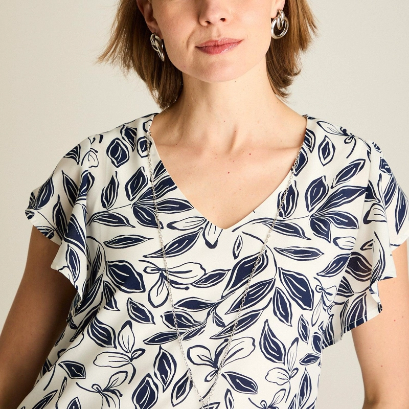 BLUSA AZUL FLORAL MANGA CORTA - 3