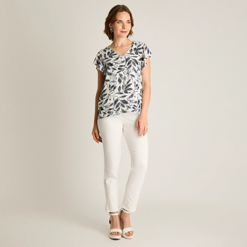 BLUSA AZUL FLORAL MANGA CORTA - 4
